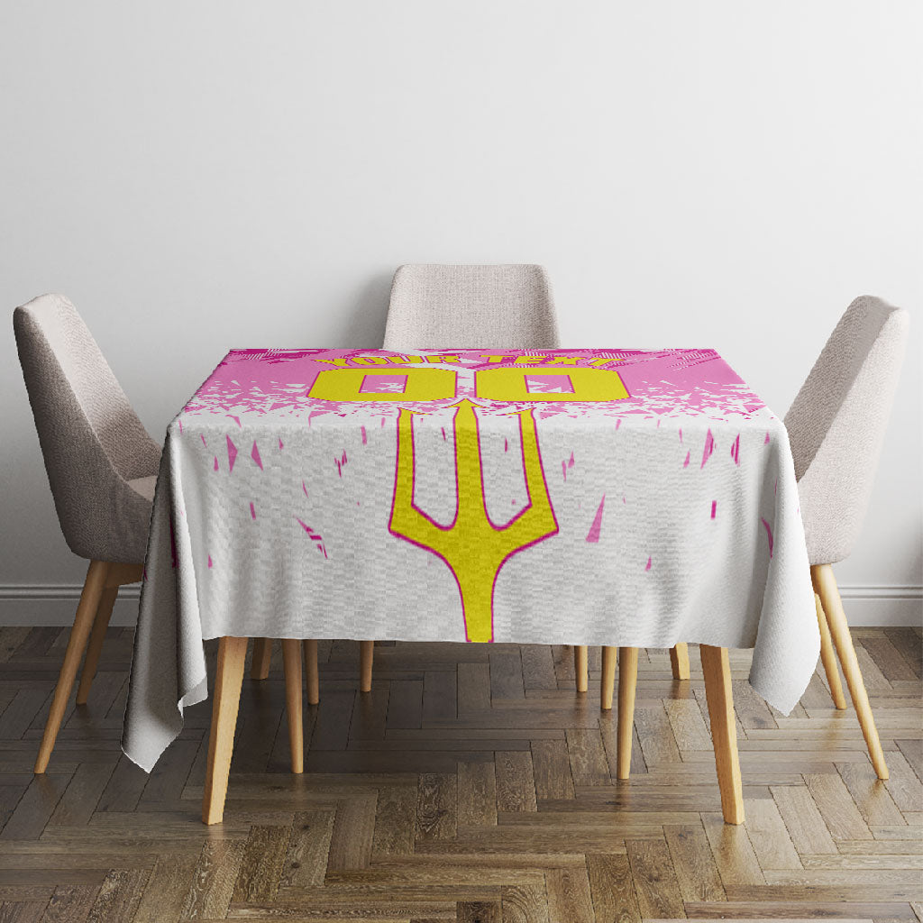 Personalized Barbados Tridents Cricket Tablecloth Trident Graphic Splash Pattern Caribbean Sport