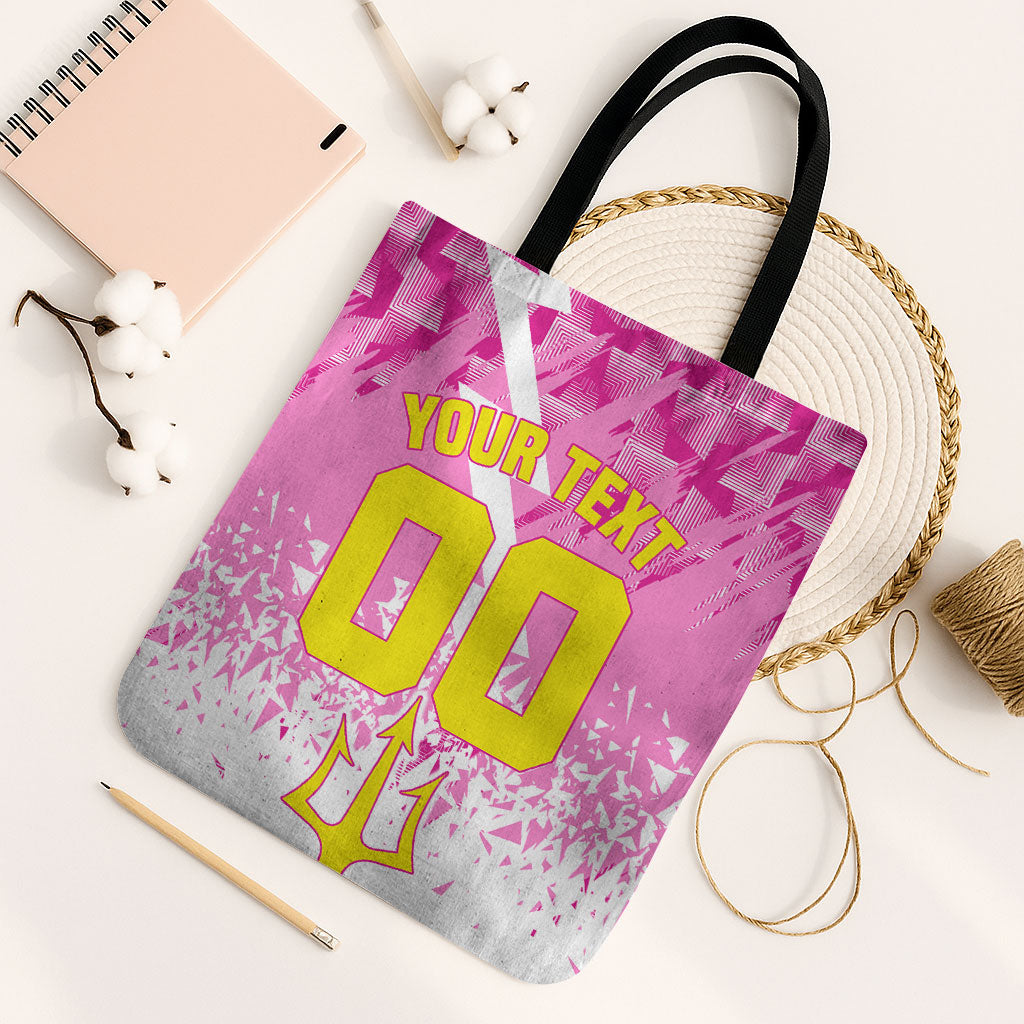 Personalized Barbados Tridents Cricket Tote Bag Trident Graphic Splash Pattern Caribbean Sport