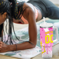 Personalized Barbados Tridents Cricket Tumbler With Handle Trident Graphic Splash Pattern Caribbean Sport