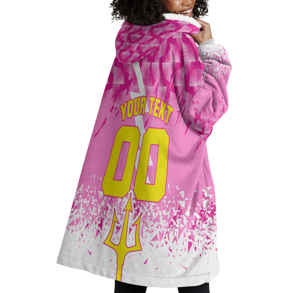 Personalized Barbados Tridents Cricket Wearable Blanket Hoodie Trident Graphic Splash Pattern Caribbean Sport