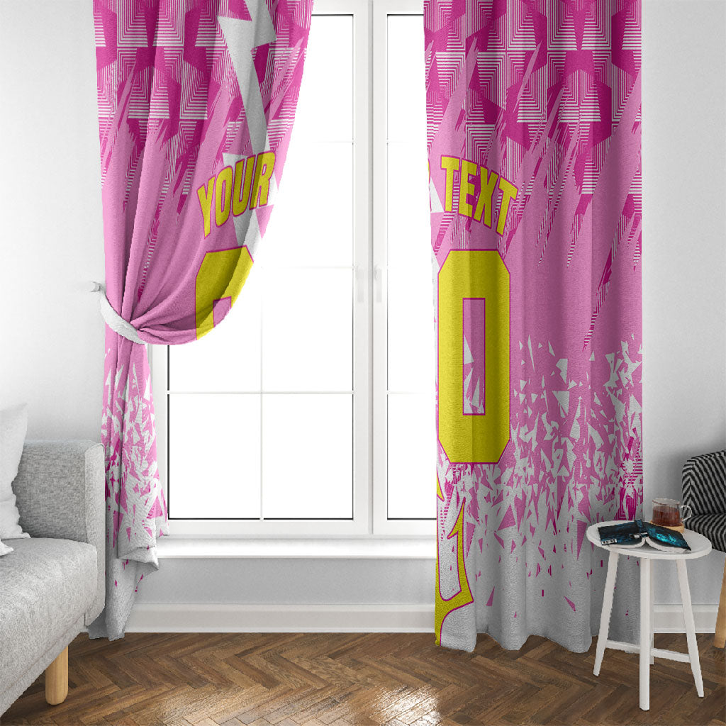 Personalized Barbados Tridents Cricket Window Curtain Trident Graphic Splash Pattern Caribbean Sport