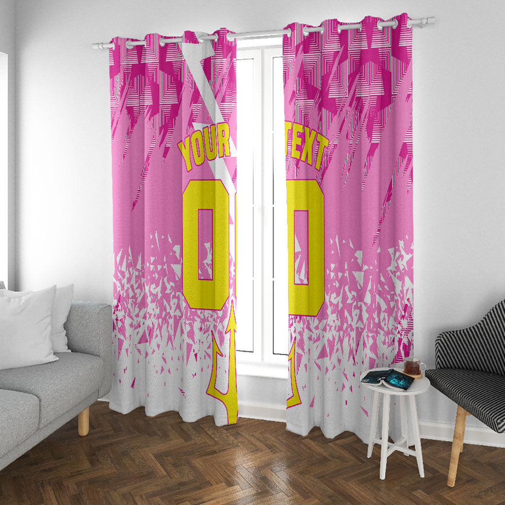 Personalized Barbados Tridents Cricket Window Curtain Trident Graphic Splash Pattern Caribbean Sport