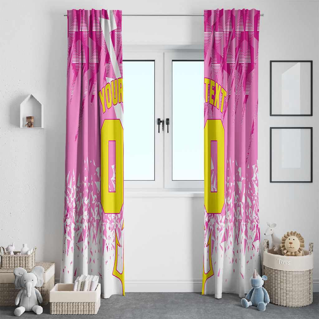 Personalized Barbados Tridents Cricket Window Curtain Trident Graphic Splash Pattern Caribbean Sport