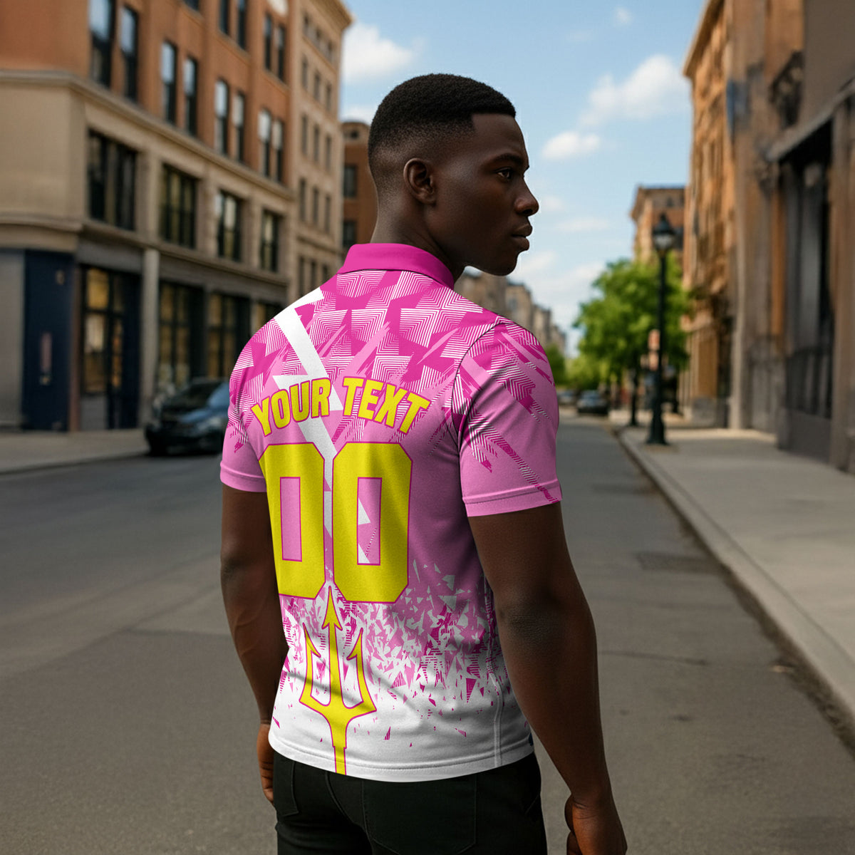 Personalized Barbados Tridents Cricket Zipper Polo Shirt Trident Graphic Splash Pattern Caribbean Sport