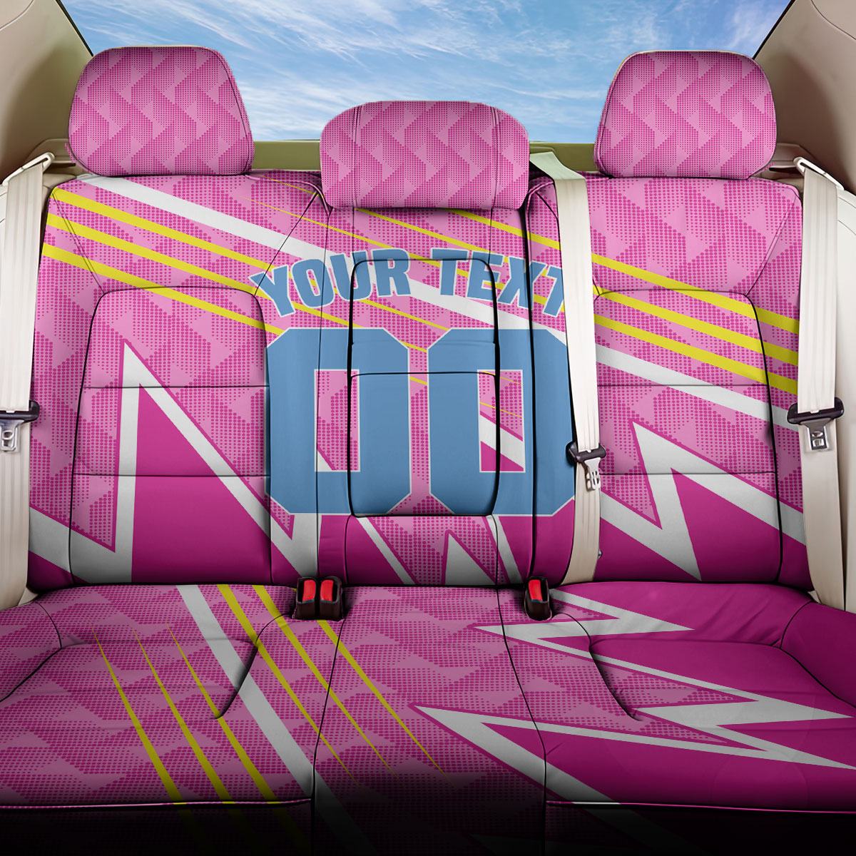 Personalized Barbados Cricket Tridents Back Car Seat Cover Graphic Geometric Dynamic Sports Mascot