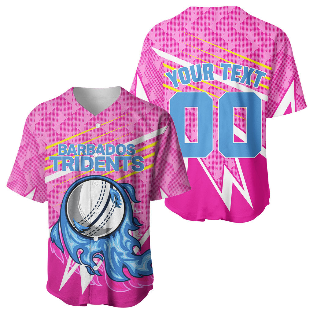 Personalized Barbados Cricket Tridents Baseball Jersey Graphic Geometric Dynamic Sports Mascot