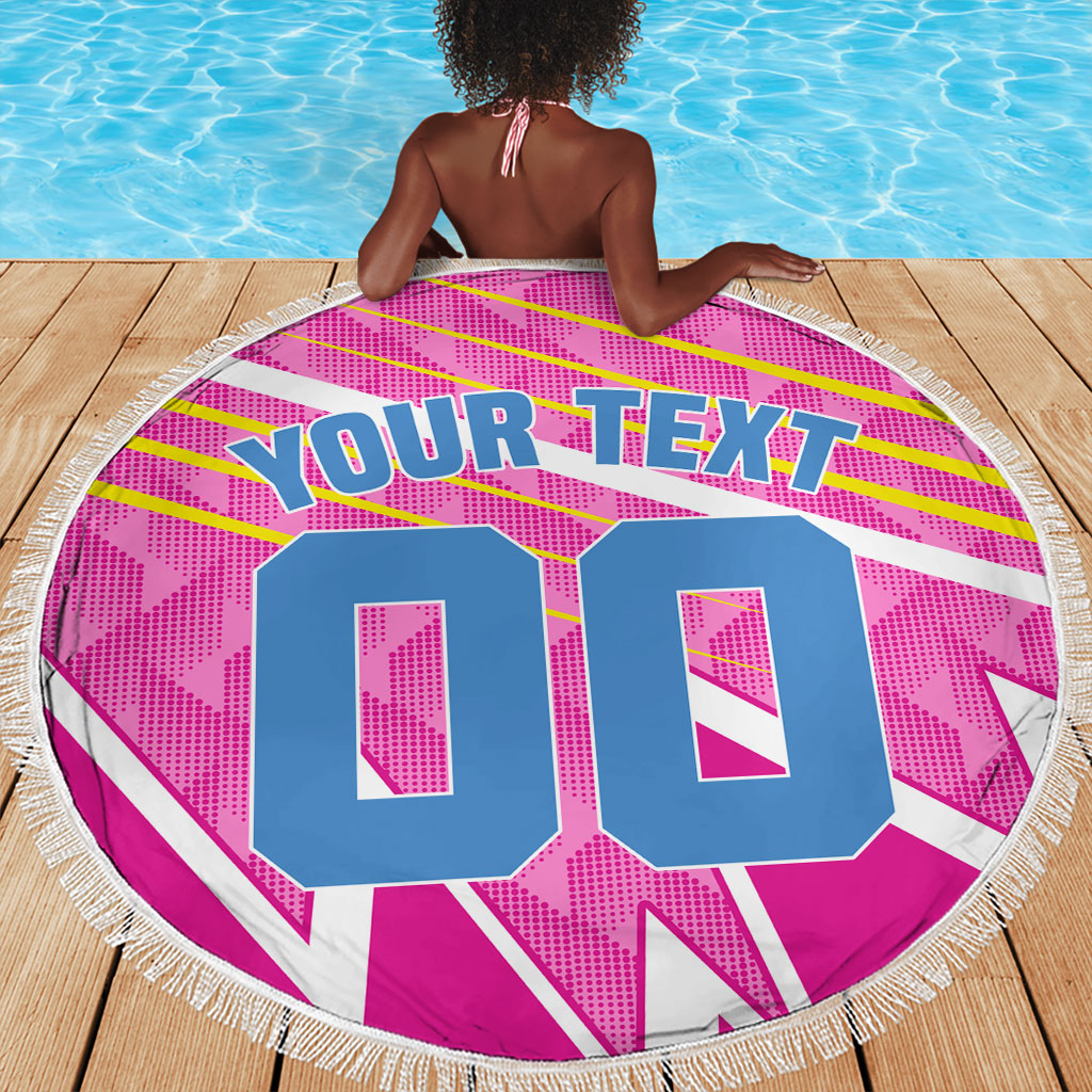 Personalized Barbados Cricket Tridents Beach Blanket Graphic Geometric Dynamic Sports Mascot