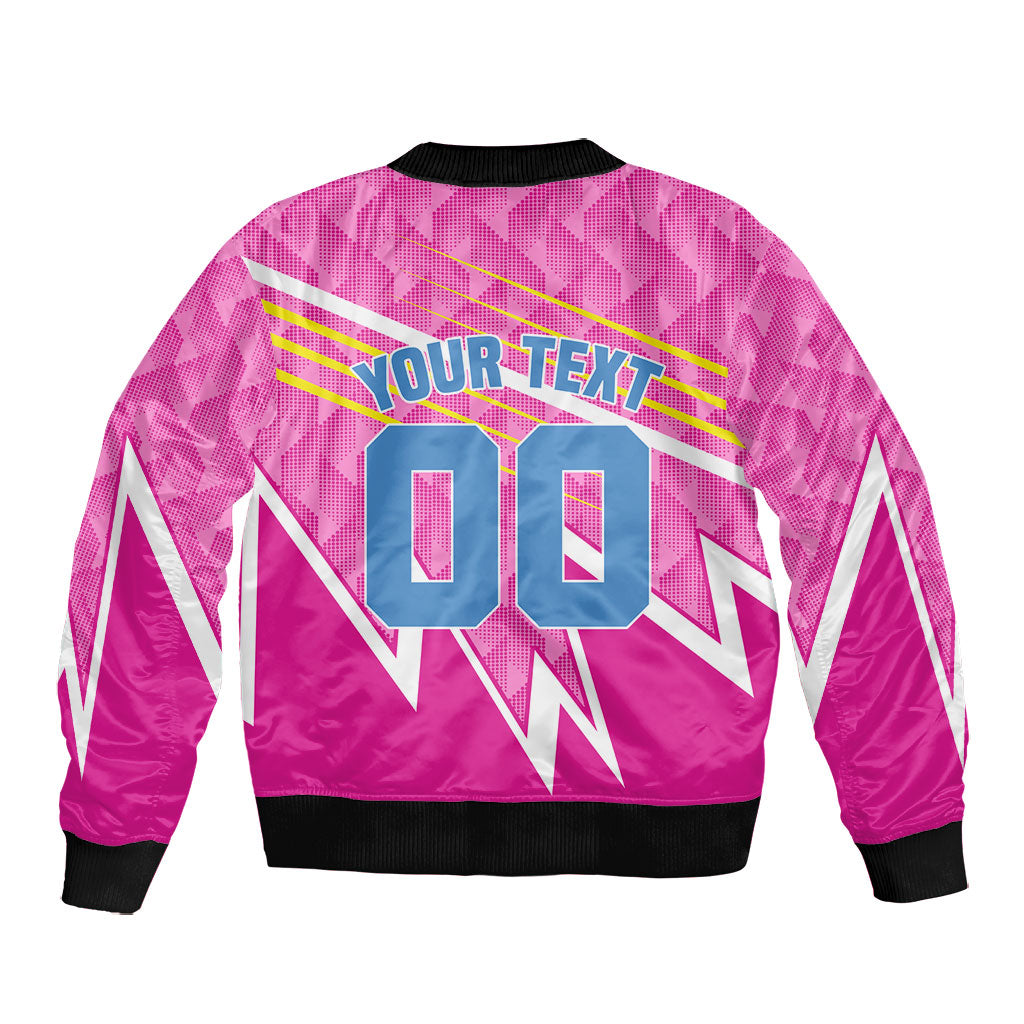 Personalized Barbados Cricket Tridents Bomber Jacket Graphic Geometric Dynamic Sports Mascot