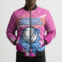Personalized Barbados Cricket Tridents Bomber Puffer Jacket Graphic Geometric Dynamic Sports Mascot