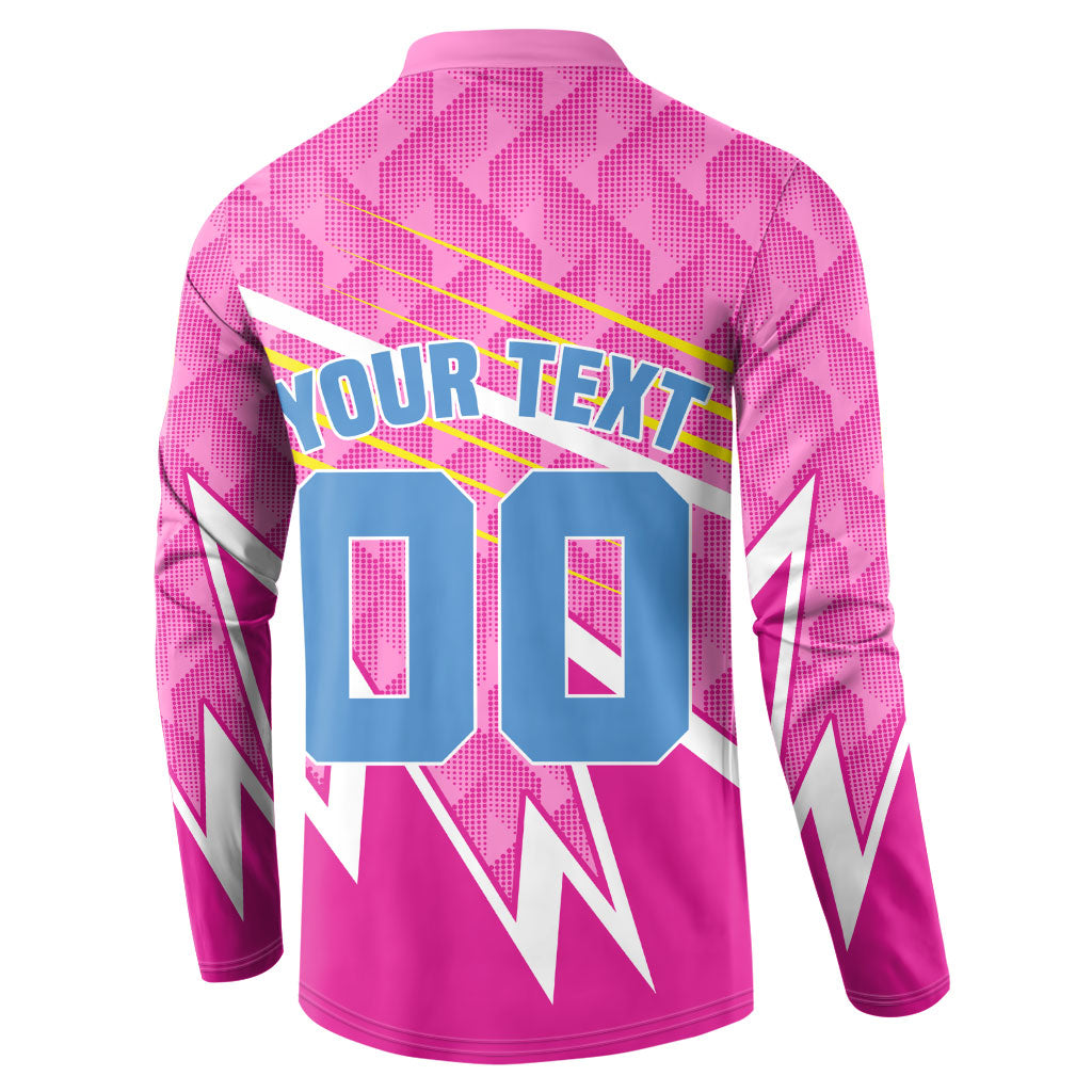 Personalized Barbados Cricket Tridents Button Sweatshirt Graphic Geometric Dynamic Sports Mascot
