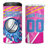 Personalized Barbados Cricket Tridents 4 in 1 Can Cooler Tumbler Graphic Geometric Dynamic Sports Mascot