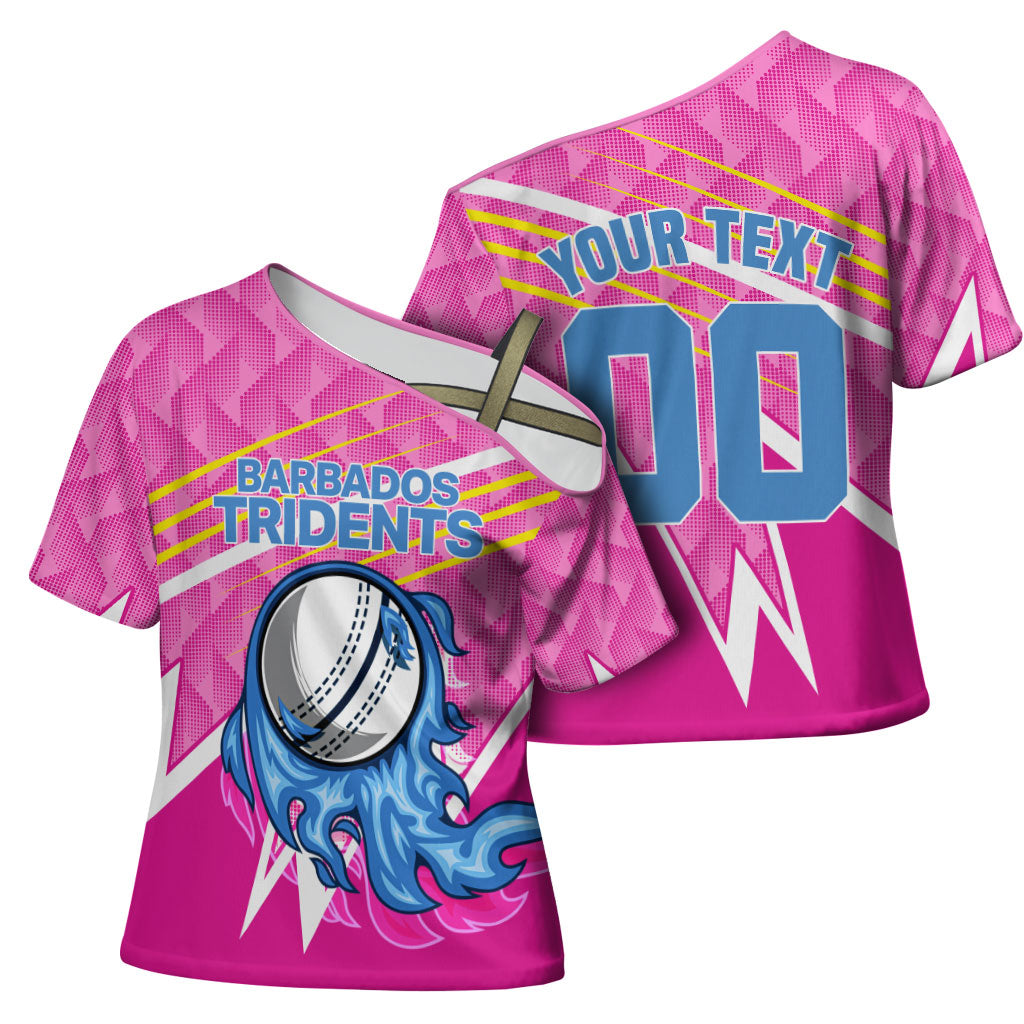 Personalized Barbados Cricket Tridents Cross Shoulder Shirt Graphic Geometric Dynamic Sports Mascot