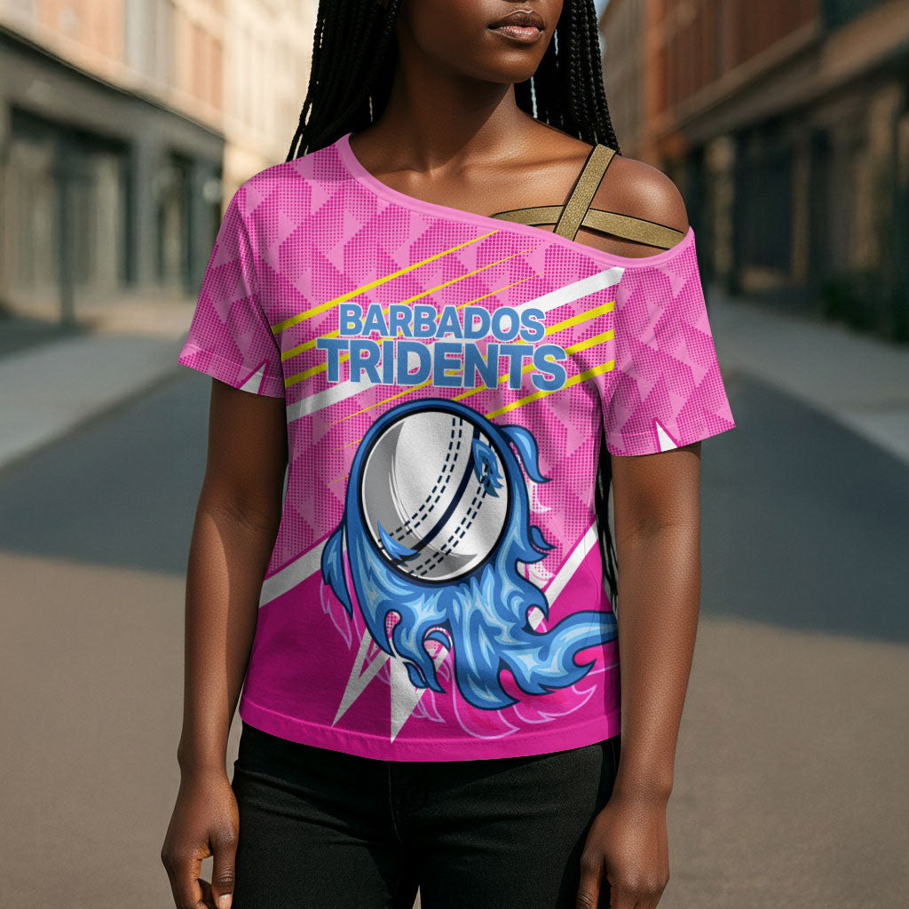 Personalized Barbados Cricket Tridents Cross Shoulder Shirt Graphic Geometric Dynamic Sports Mascot