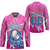 Personalized Barbados Cricket Tridents Hockey Jersey Graphic Geometric Dynamic Sports Mascot