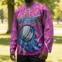 Personalized Barbados Cricket Tridents Hockey Jersey Graphic Geometric Dynamic Sports Mascot