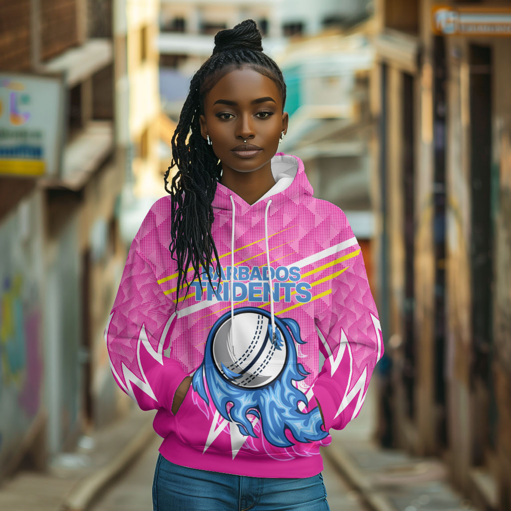 Personalized Barbados Cricket Tridents Hoodie Graphic Geometric Dynamic Sports Mascot