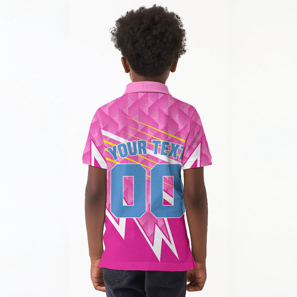 Personalized Barbados Cricket Tridents Kid Polo Shirt Graphic Geometric Dynamic Sports Mascot