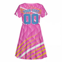 Personalized Barbados Cricket Tridents Kid Short Sleeve Dress Graphic Geometric Dynamic Sports Mascot