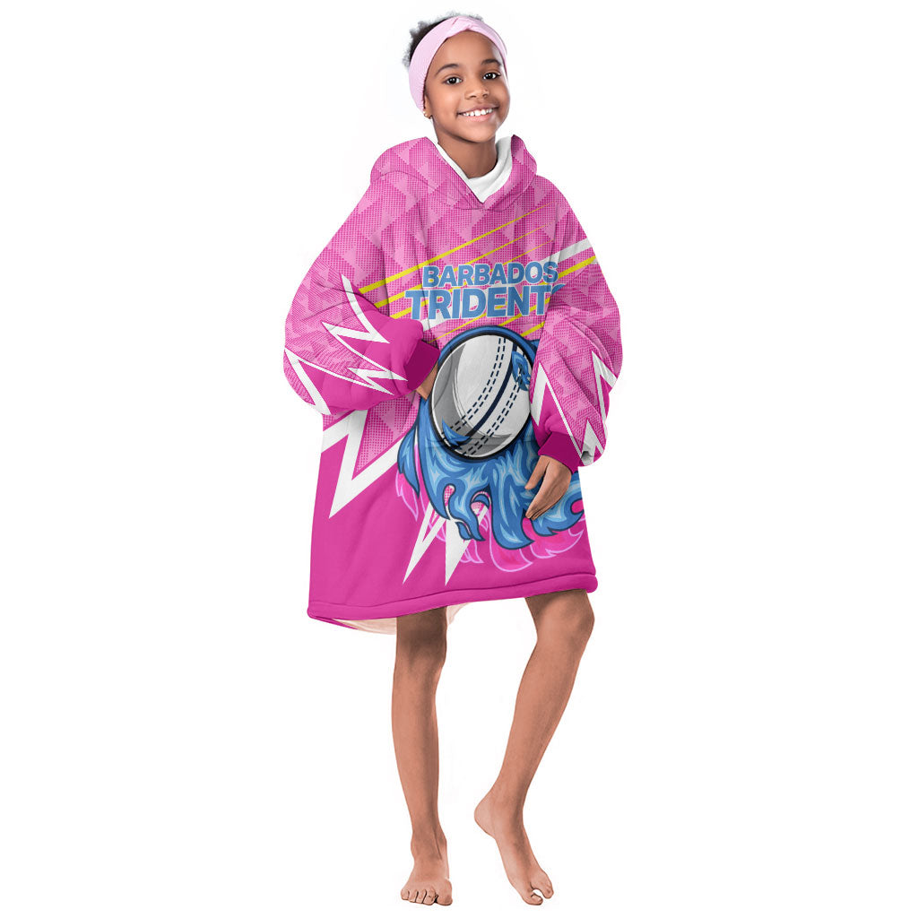Personalized Barbados Cricket Tridents Kid Wearable Blanket Hoodie Graphic Geometric Dynamic Sports Mascot