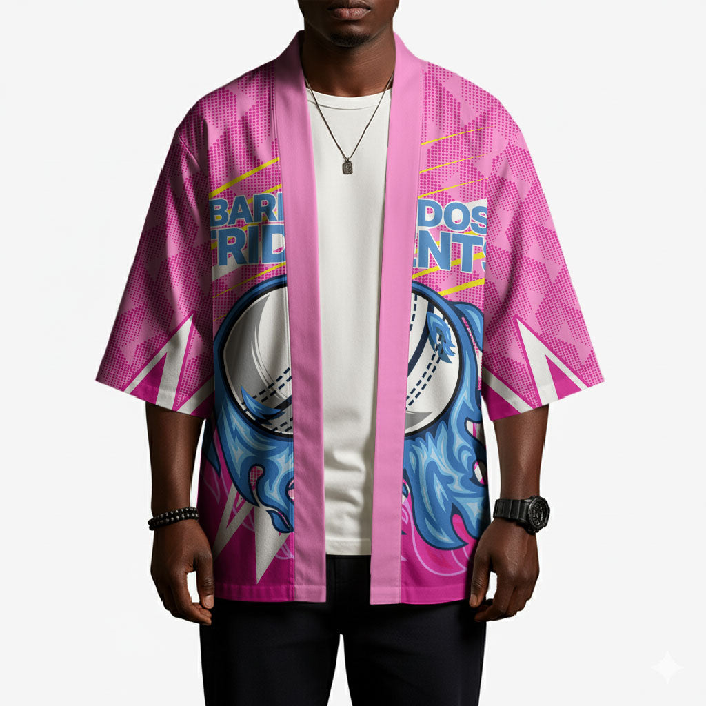 Personalized Barbados Cricket Tridents Kimono Graphic Geometric Dynamic Sports Mascot