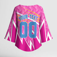 Personalized Barbados Cricket Tridents Kimono Sleeve Blouse Graphic Geometric Dynamic Sports Mascot