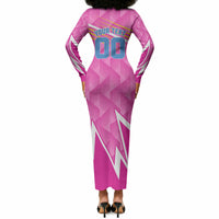 Personalized Barbados Cricket Tridents Long Sleeve Bodycon Dress Graphic Geometric Dynamic Sports Mascot