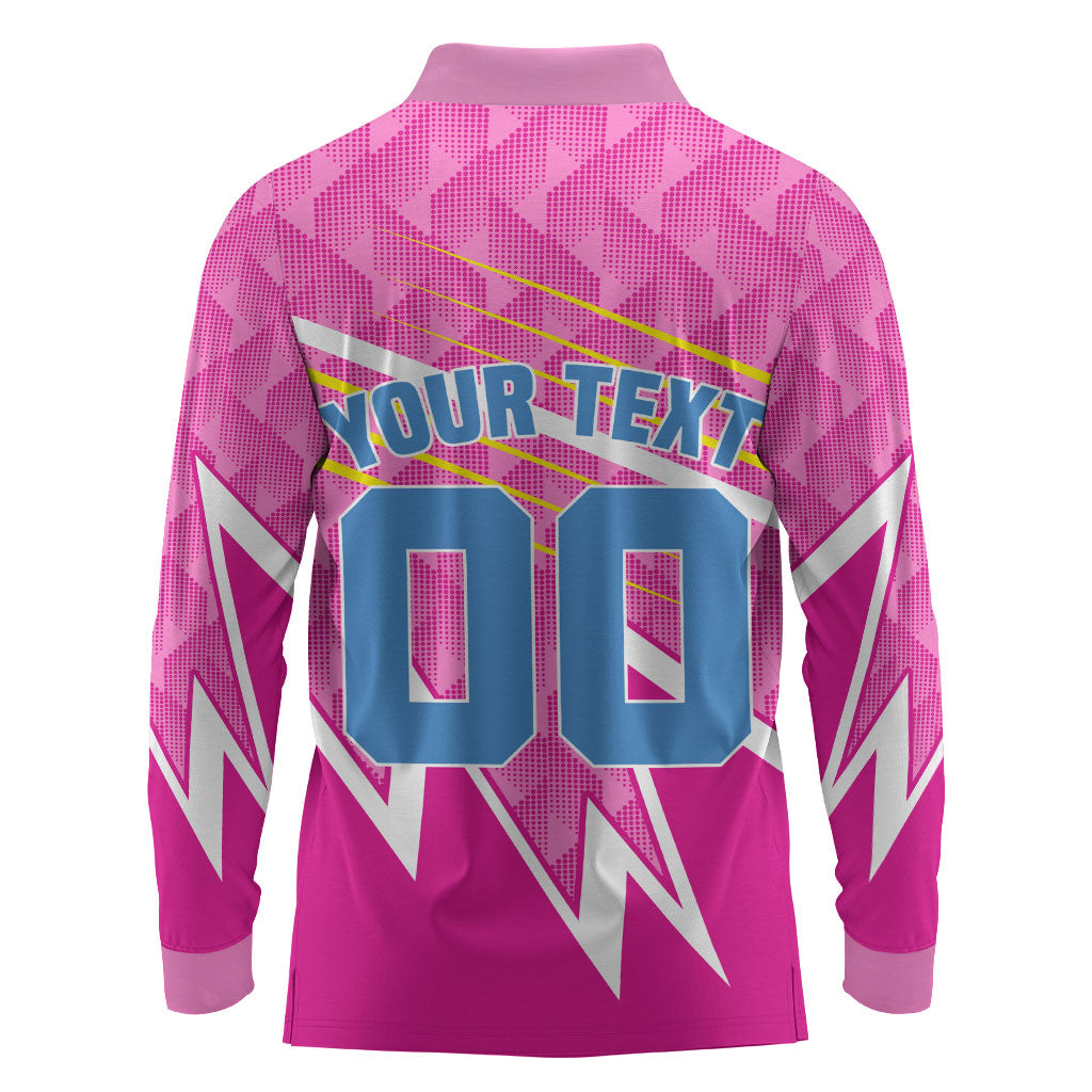Personalized Barbados Cricket Tridents Long Sleeve Polo Shirt Graphic Geometric Dynamic Sports Mascot
