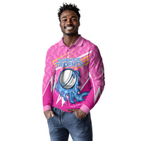 Personalized Barbados Cricket Tridents Long Sleeve Polo Shirt Graphic Geometric Dynamic Sports Mascot
