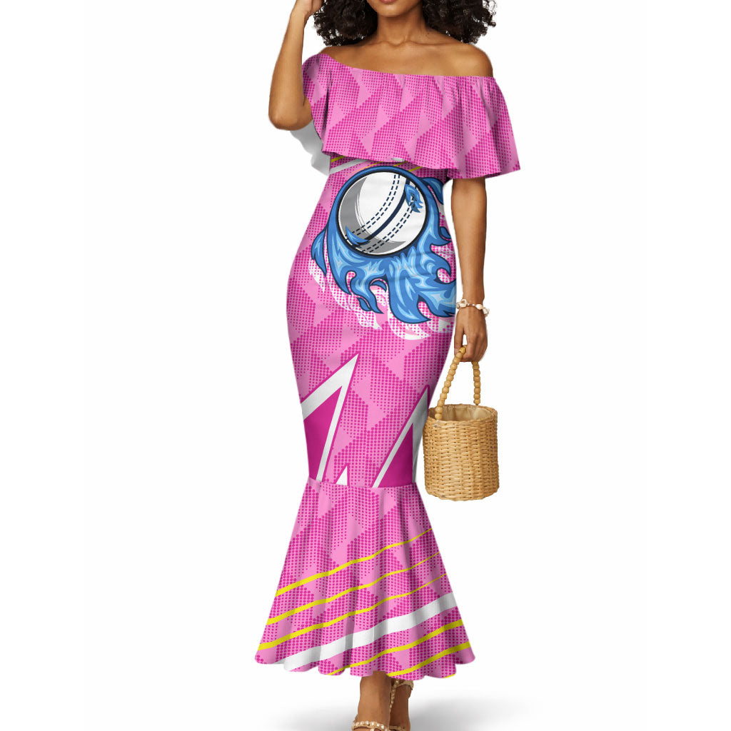 Personalized Barbados Cricket Tridents Mermaid Dress Graphic Geometric Dynamic Sports Mascot