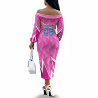 Personalized Barbados Cricket Tridents Off The Shoulder Long Sleeve Dress Graphic Geometric Dynamic Sports Mascot