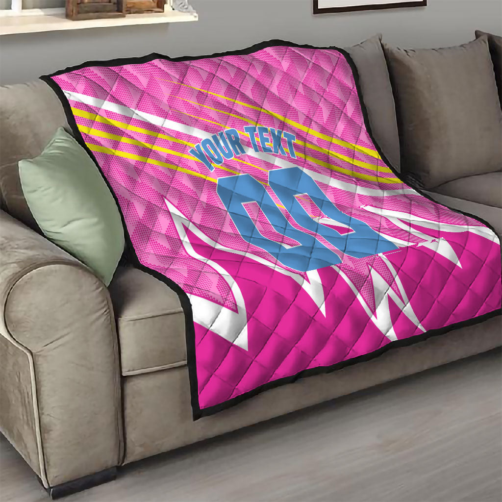 Personalized Barbados Cricket Tridents Quilt Graphic Geometric Dynamic Sports Mascot