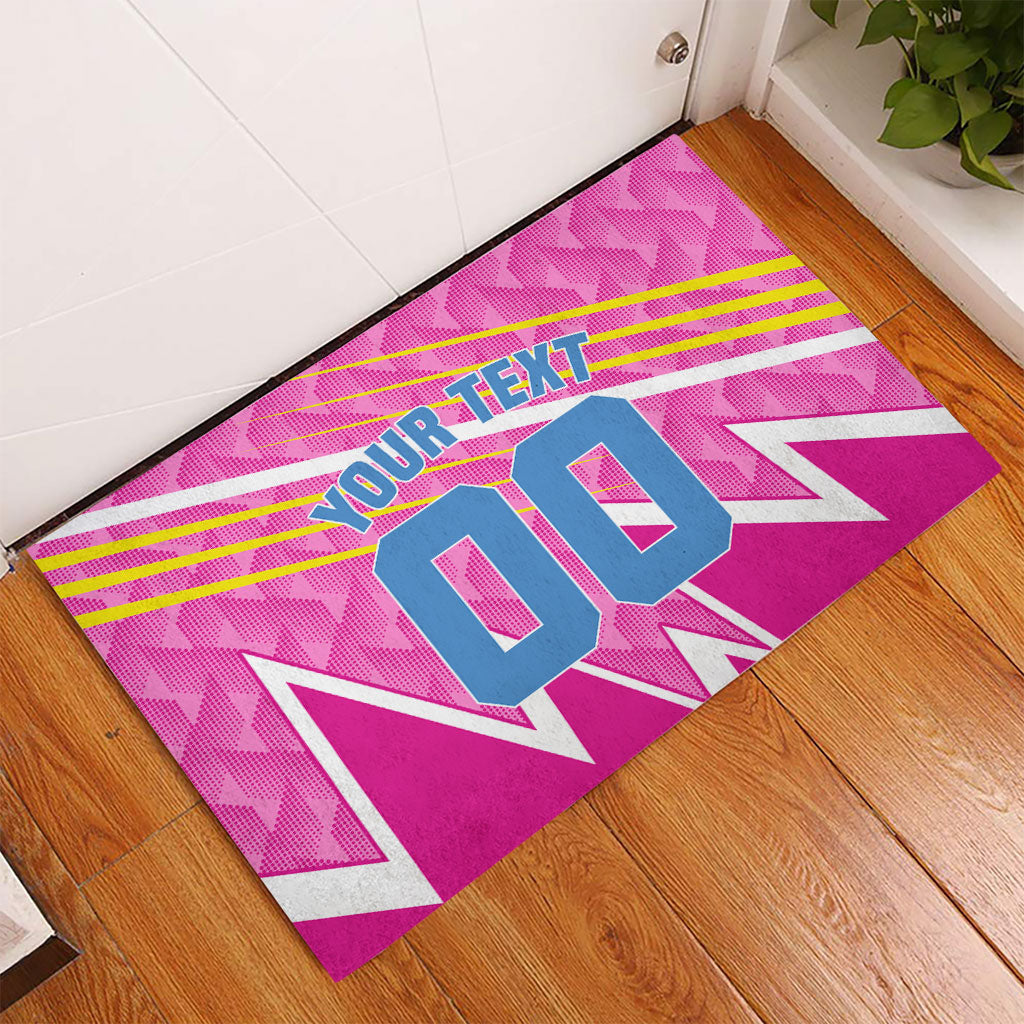 Personalized Barbados Cricket Tridents Rubber Doormat Graphic Geometric Dynamic Sports Mascot