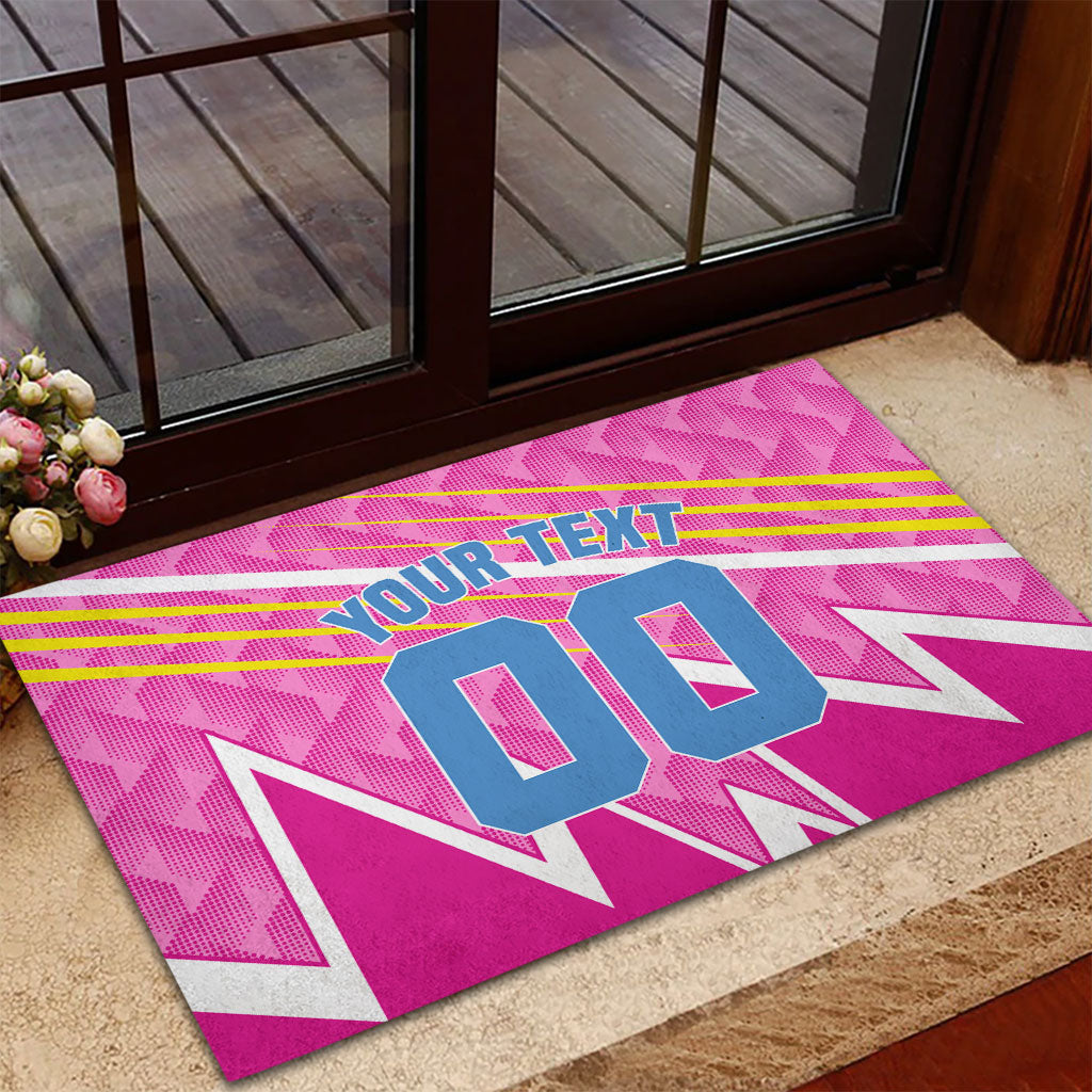 Personalized Barbados Cricket Tridents Rubber Doormat Graphic Geometric Dynamic Sports Mascot