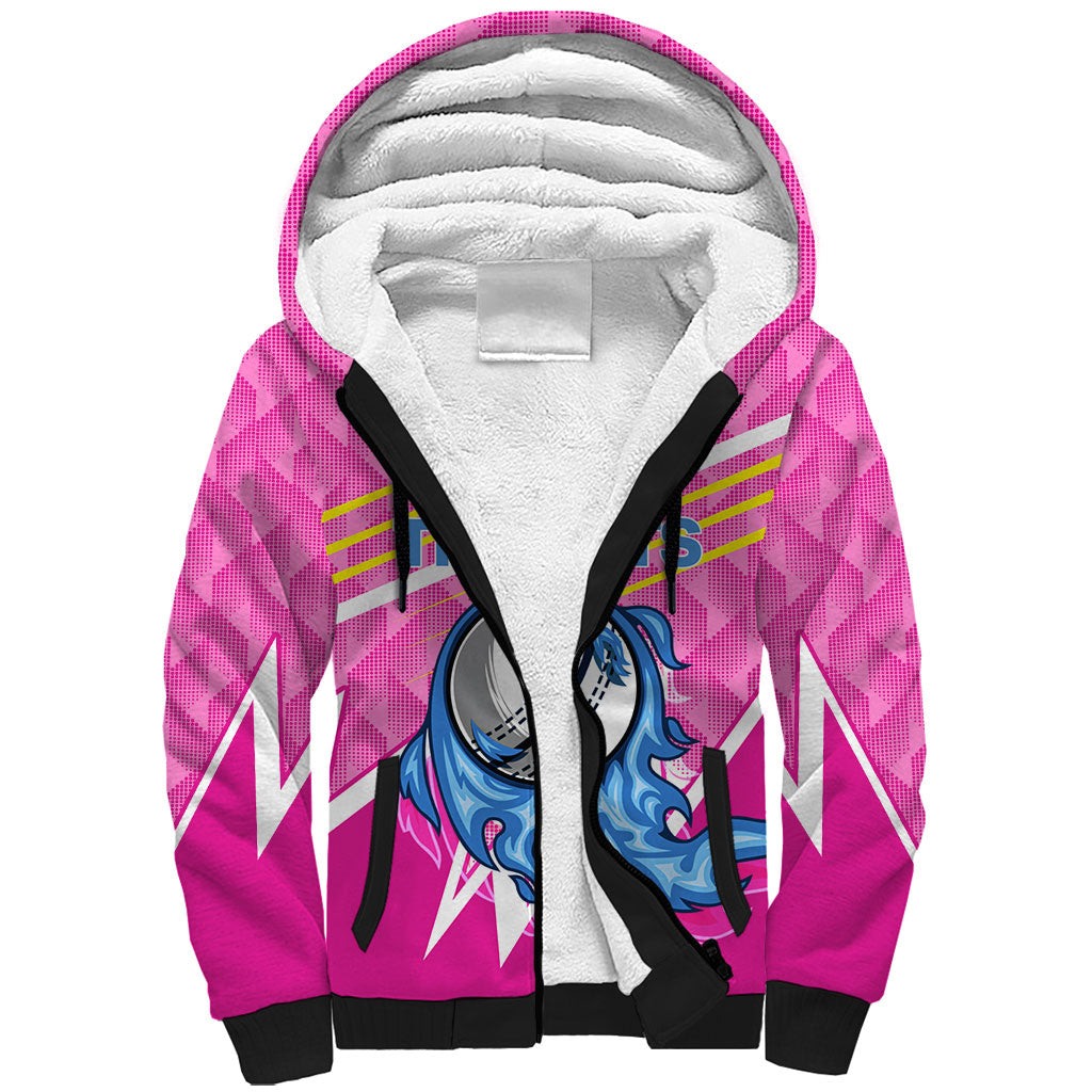 Personalized Barbados Cricket Tridents Sherpa Hoodie Graphic Geometric Dynamic Sports Mascot