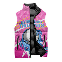Personalized Barbados Cricket Tridents Sleeveless Puffer Jacket Graphic Geometric Dynamic Sports Mascot