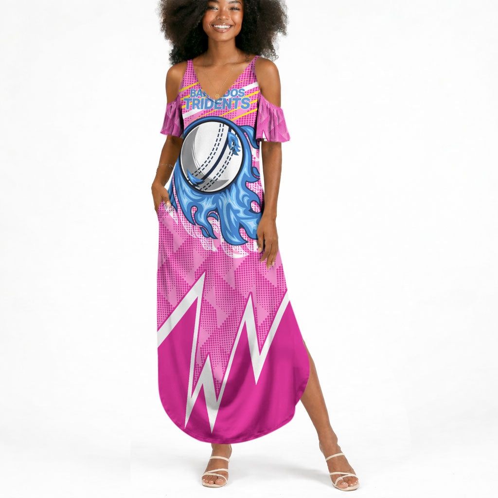 Personalized Barbados Cricket Tridents Summer Maxi Dress Graphic Geometric Dynamic Sports Mascot