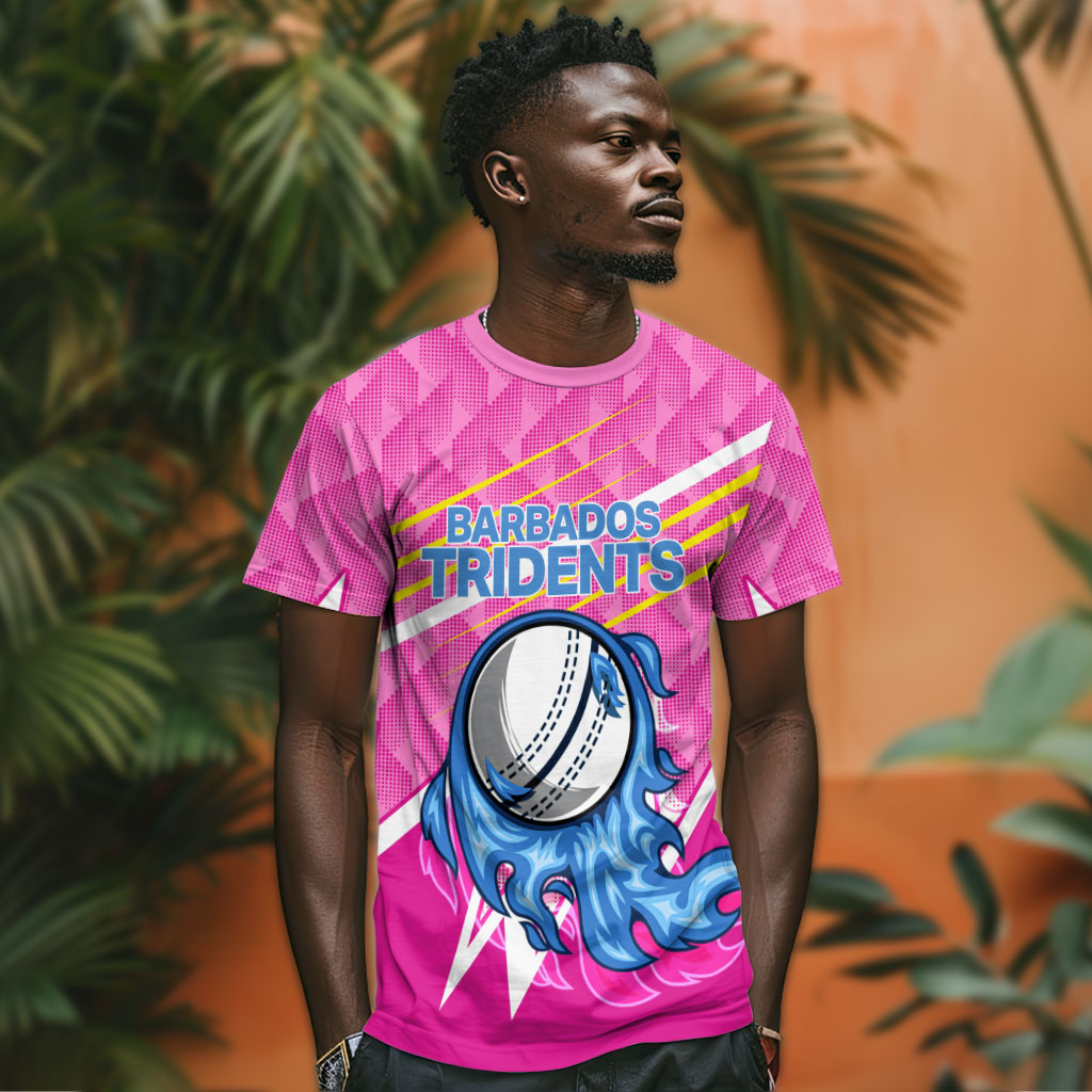 Personalized Barbados Cricket Tridents T shirt Graphic Geometric Dynamic Sports Mascot