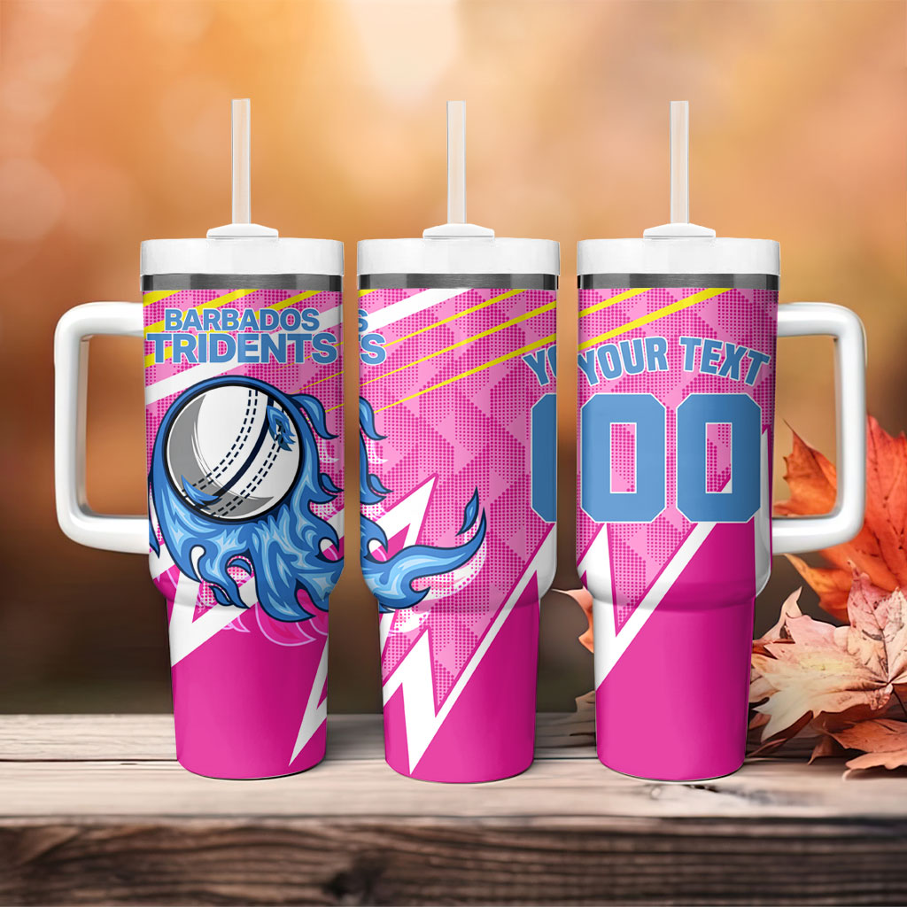 Personalized Barbados Cricket Tridents Tumbler With Handle Graphic Geometric Dynamic Sports Mascot
