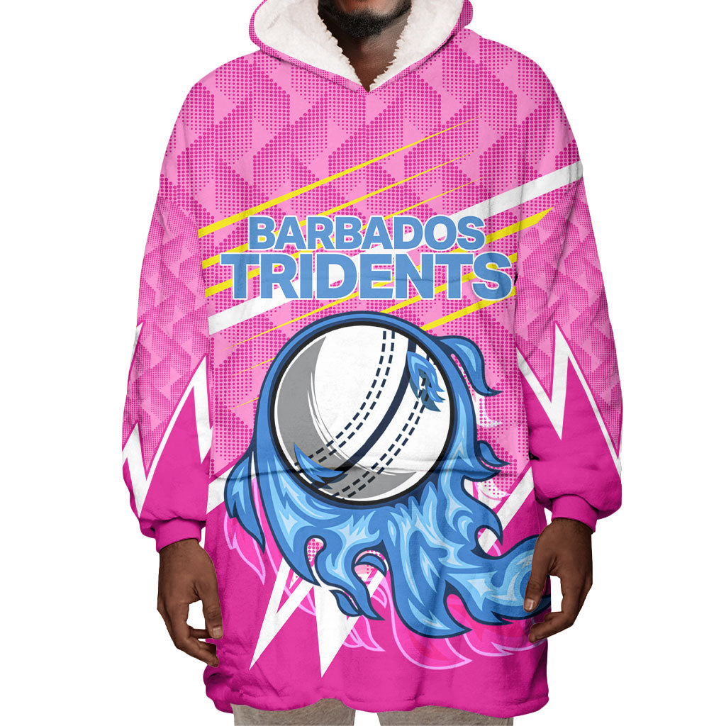 Personalized Barbados Cricket Tridents Wearable Blanket Hoodie Graphic Geometric Dynamic Sports Mascot