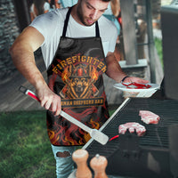 Firefighter German Shepherd Dad Apron Vintage Fire Flames Sunset City Skyline - Always By My Side