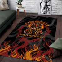 Firefighter German Shepherd Dad Area Rug Vintage Fire Flames Sunset City Skyline - Always By My Side