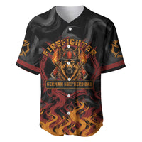 Firefighter German Shepherd Dad Baseball Jersey Vintage Fire Flames Sunset City Skyline - Always By My Side