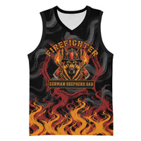 Firefighter German Shepherd Dad Basketball Jersey Vintage Fire Flames Sunset City Skyline - Always By My Side