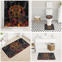 Firefighter German Shepherd Dad Bathroom Set Vintage Fire Flames Sunset City Skyline - Always By My Side