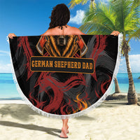 Firefighter German Shepherd Dad Beach Blanket Vintage Fire Flames Sunset City Skyline - Always By My Side