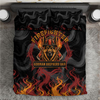 Firefighter German Shepherd Dad Bedding Set Vintage Fire Flames Sunset City Skyline - Always By My Side