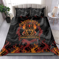 Firefighter German Shepherd Dad Bedding Set Vintage Fire Flames Sunset City Skyline - Always By My Side