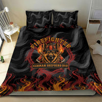 Firefighter German Shepherd Dad Bedding Set Vintage Fire Flames Sunset City Skyline - Always By My Side