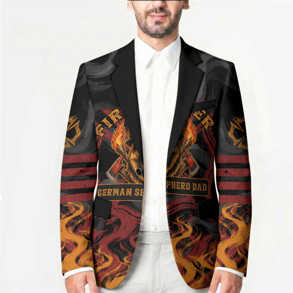 Firefighter German Shepherd Dad Blazer Vintage Fire Flames Sunset City Skyline - Always By My Side