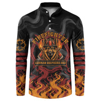 Firefighter German Shepherd Dad Button Sweatshirt Vintage Fire Flames Sunset City Skyline - Always By My Side
